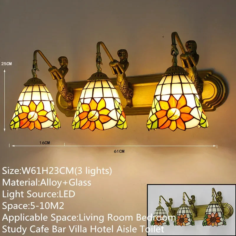 KARLOS Tiffany Luxury Wall Lamp American Creativity Living Room Bedroom Hotel Villa Cafe Bar Aisle Dresser Toilet Mirror Light
