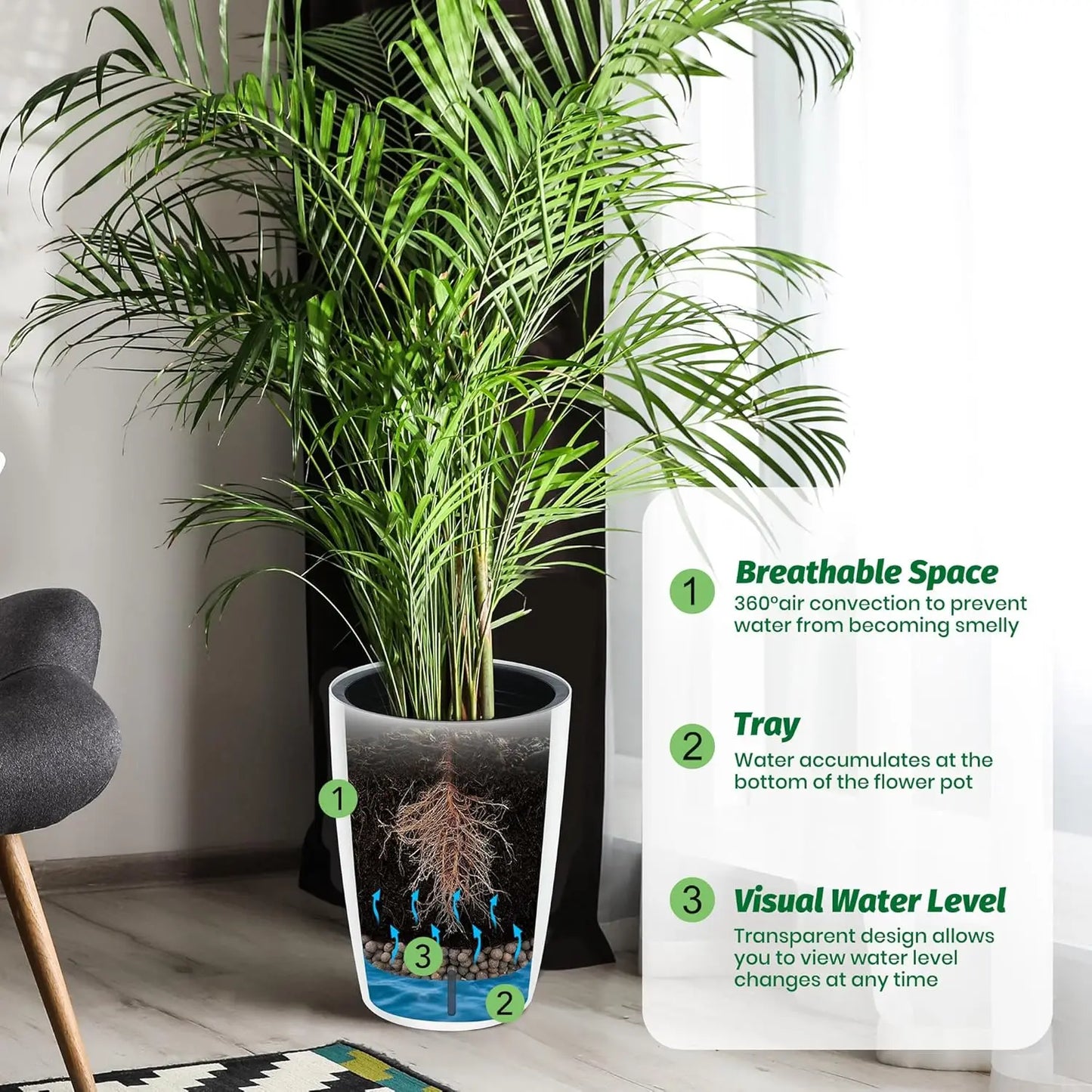 TWISTER.CK Self-Watering Planters With Water Level Gauge For Greenery
