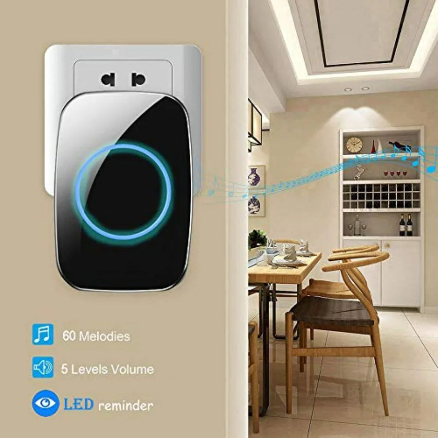Wireless Doorbell Kit Waterproof 1000 Feet Range 60 Chimes
