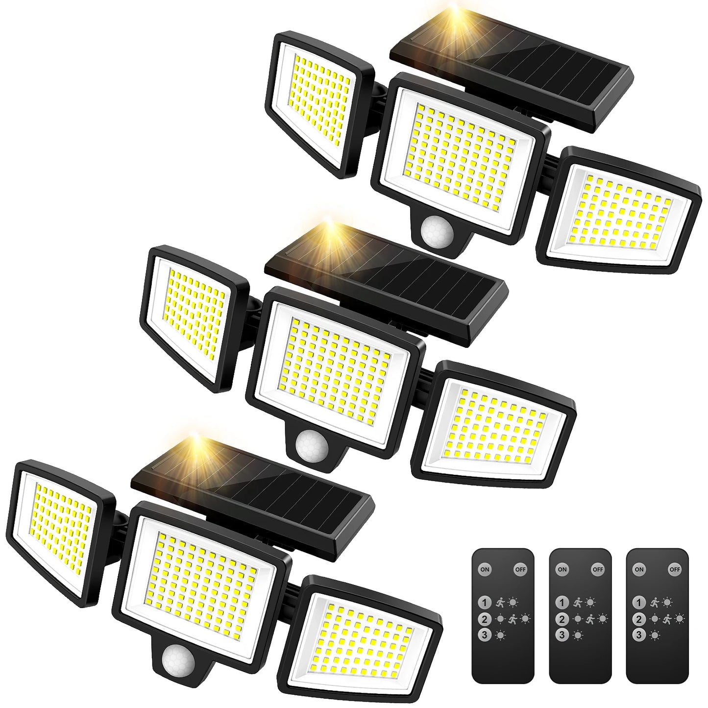 SZRSTH Three Head Solar Outdoor Light With Motion Sensor And Wireless Remote