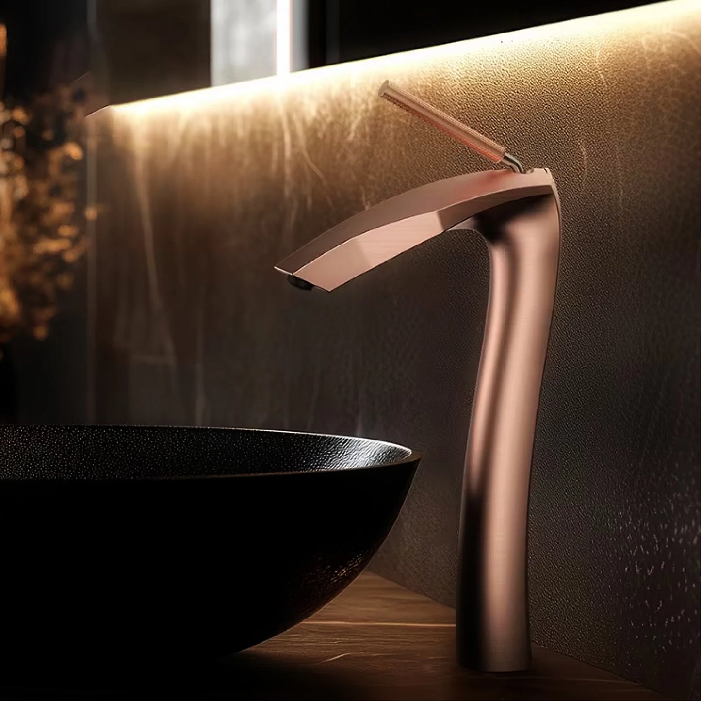 Gestana Brushed Gold Brass Bathroom Faucet Ceramic Cartridge Deck Mounted