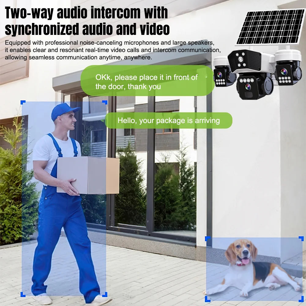 KEPEAK 6MP Solar Security Camera With Three Lens PTZ Outdoor Wireless WiFi IP66