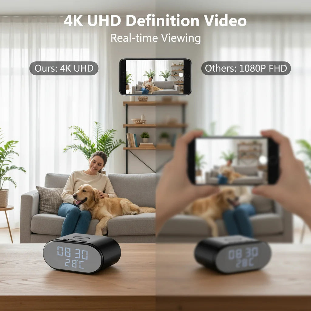 4K Ultra HD Clock Camera WiFi Security System With Alarm