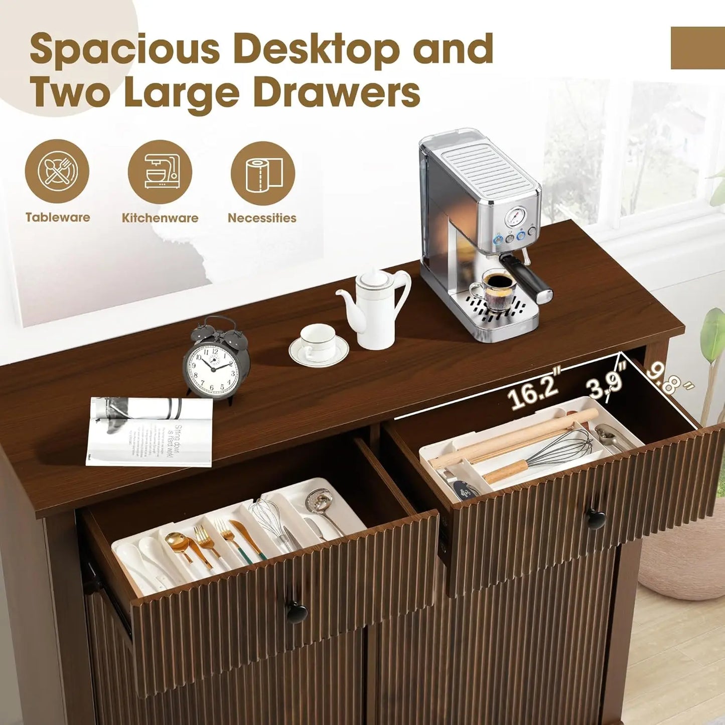 Tilt Out Fluted Laundry Hamper Cabinet Double Hidden Wooden Customized