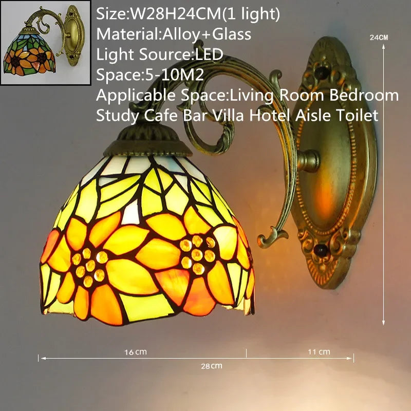 KARLOS Tiffany Luxury Wall Lamp American Creativity Living Room Bedroom Hotel Villa Cafe Bar Aisle Dresser Toilet Mirror Light