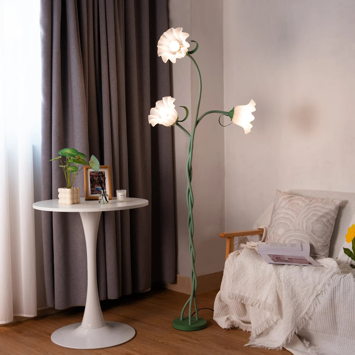 Retro Flower Floor Lamp With 3-Color Dimmable Lighting And Bulbs Included