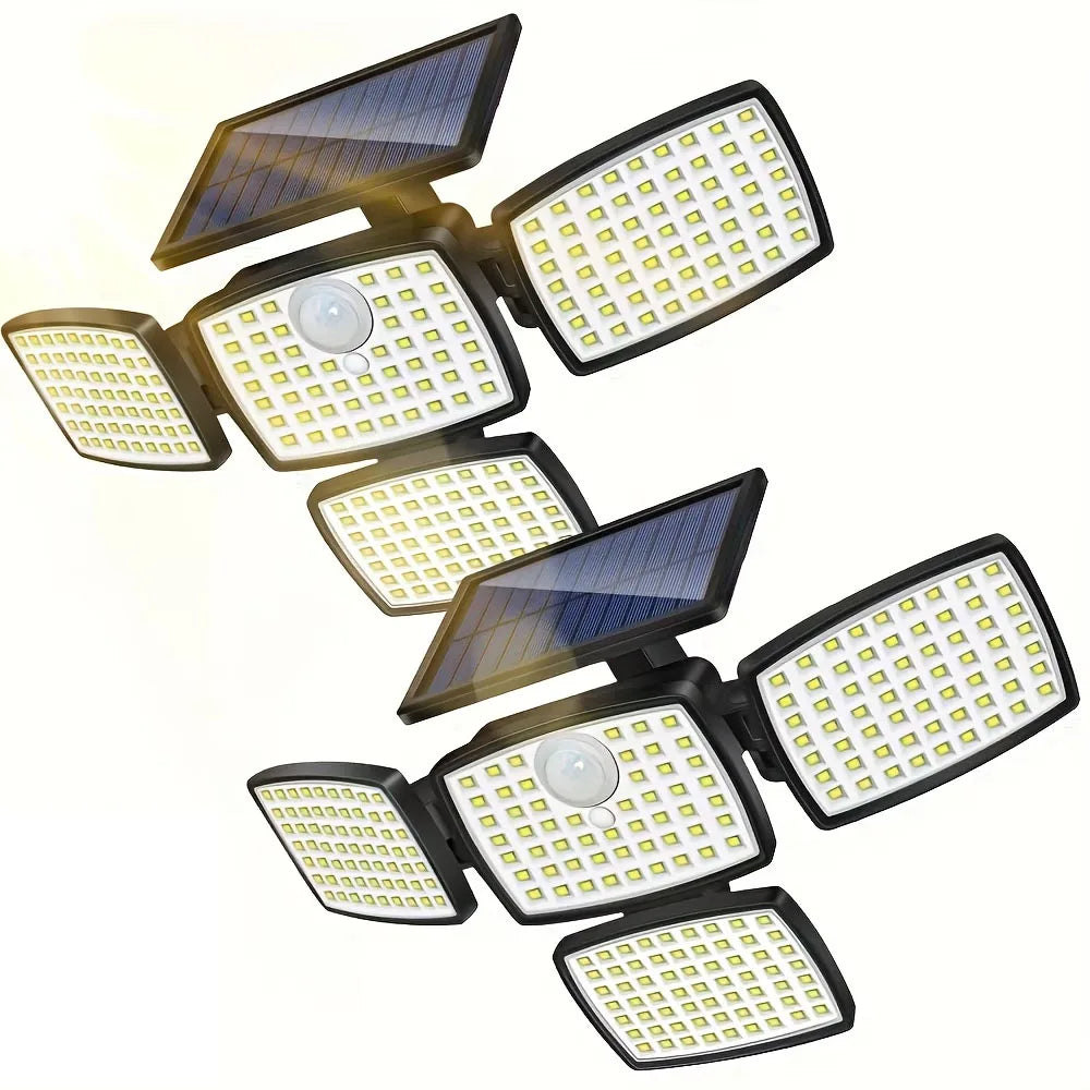 GHUSTAR Four-Head Solar Motion Sensor LED Outdoor Flood Light