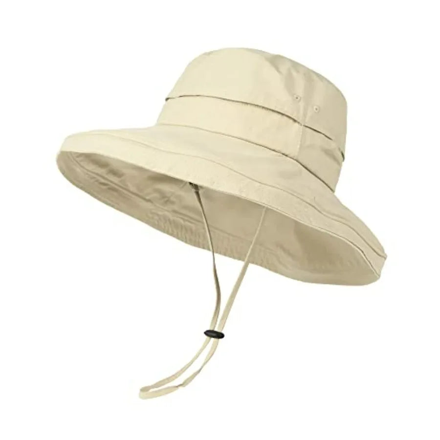 Sun Hat Women Wide Brim Gardening Ponytail Breathable Cotton