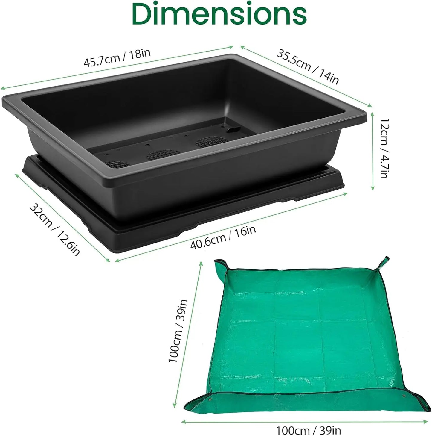 Bonsai Training Pot Set With Drainage Trays And Repotting Mat
