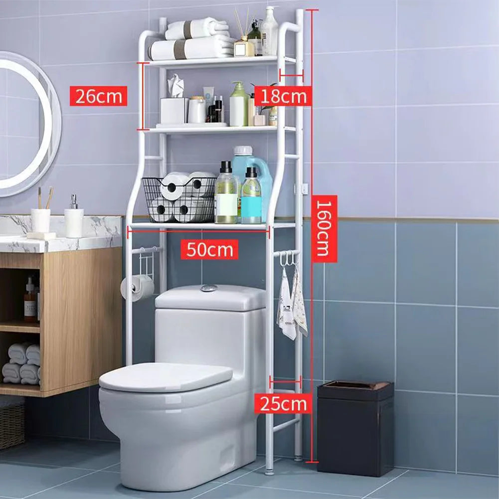 Over Toilet Storage Rack With Removable Hooks And Paper Holder
