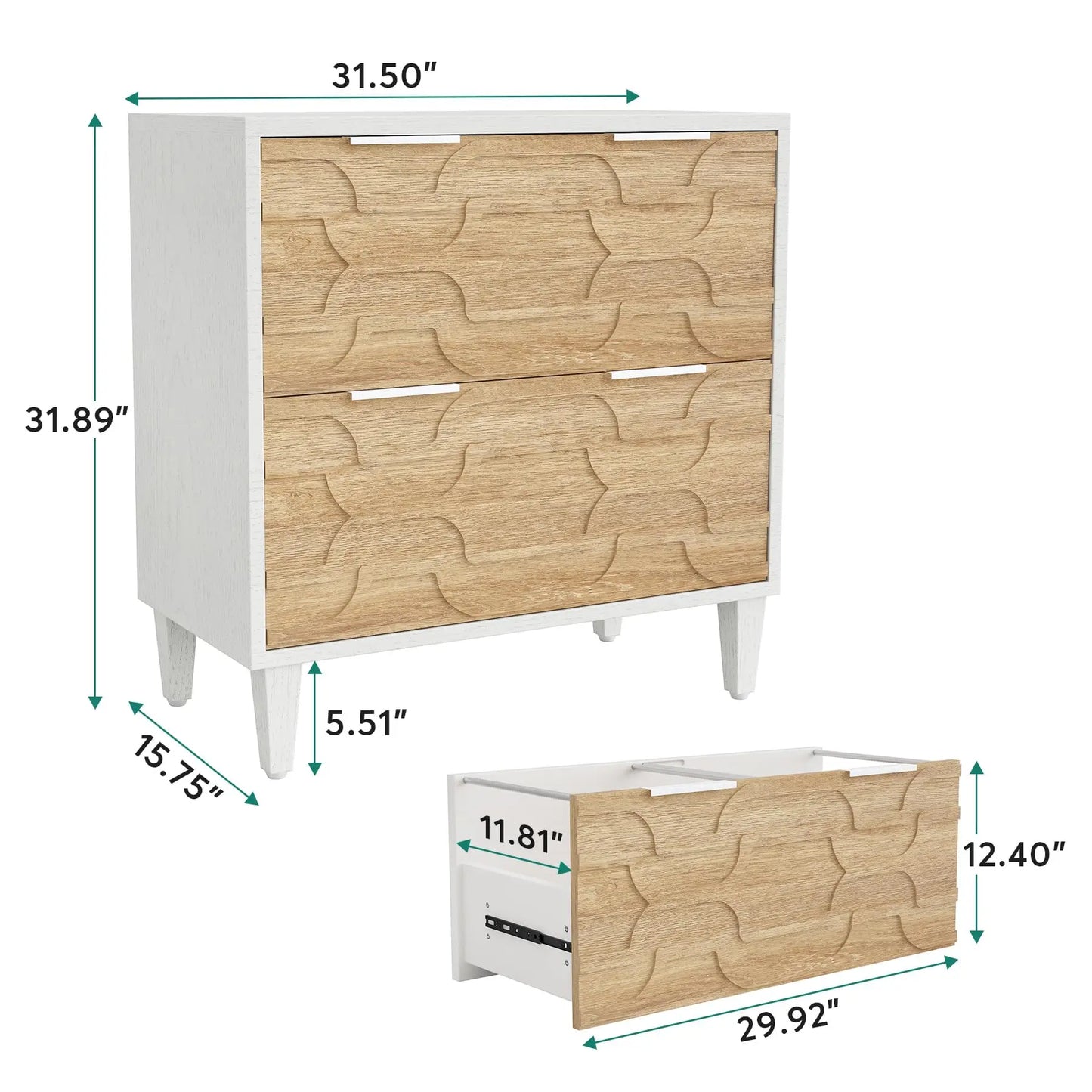 Tribesigns 2 Drawer File Cabinet Lateral Filing Cabinet Office Storage