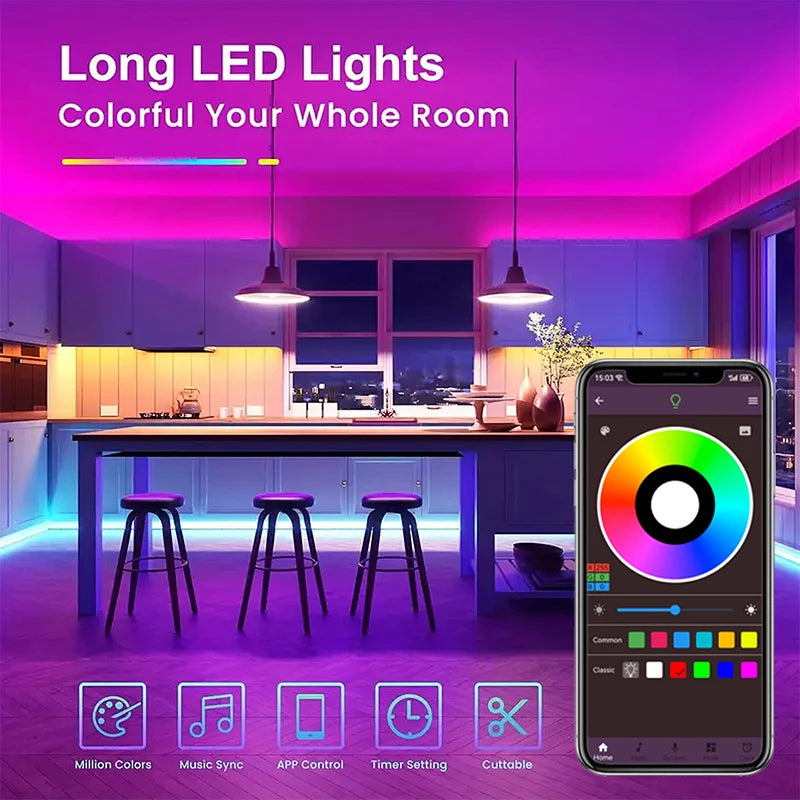 LED Strip Lights RGB 5050 Bluetooth App Control DC 12V