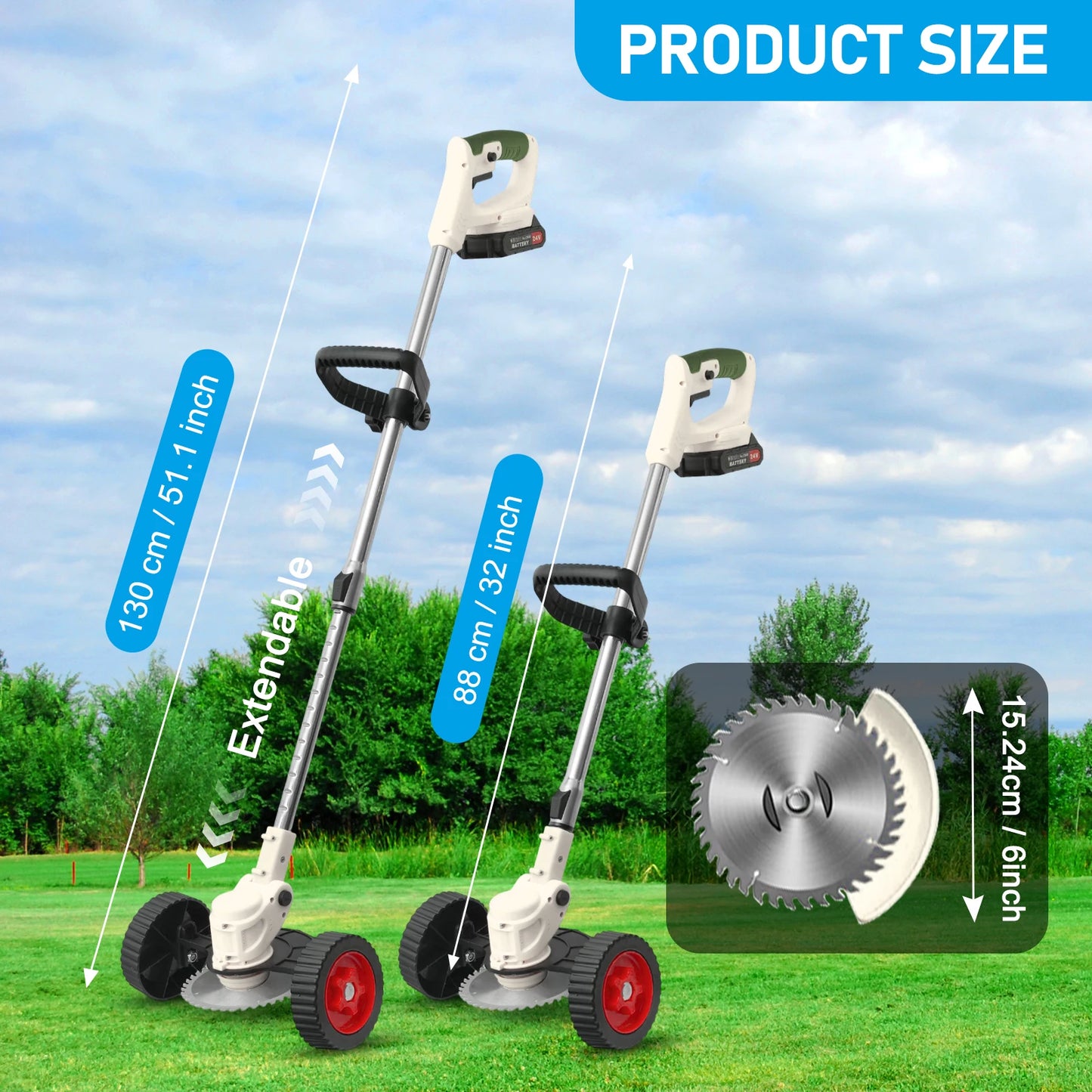 21V Cordless Lawn Mower 3 In 1 Trimmer Edger And Brush Cutter