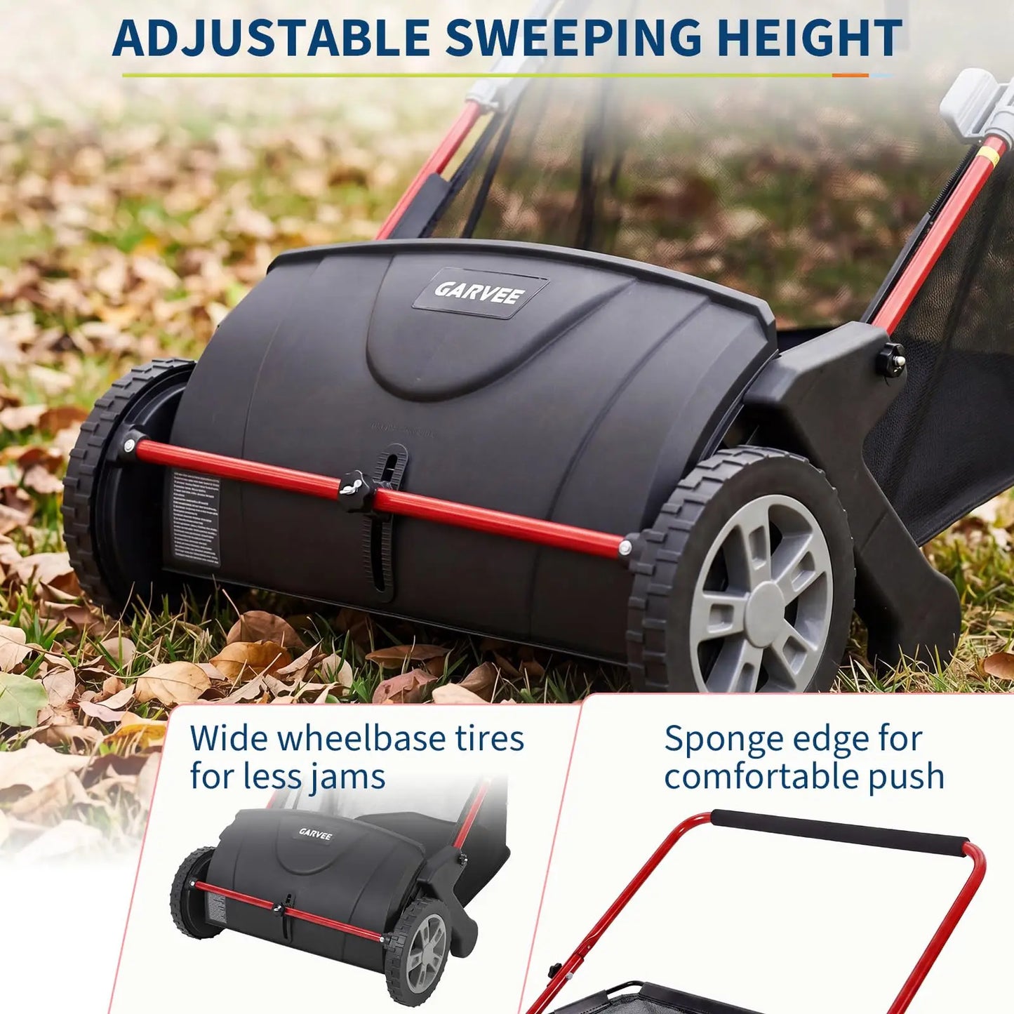 Studyset Manual Push Lawn Sweeper With Adjustable Height And Collector