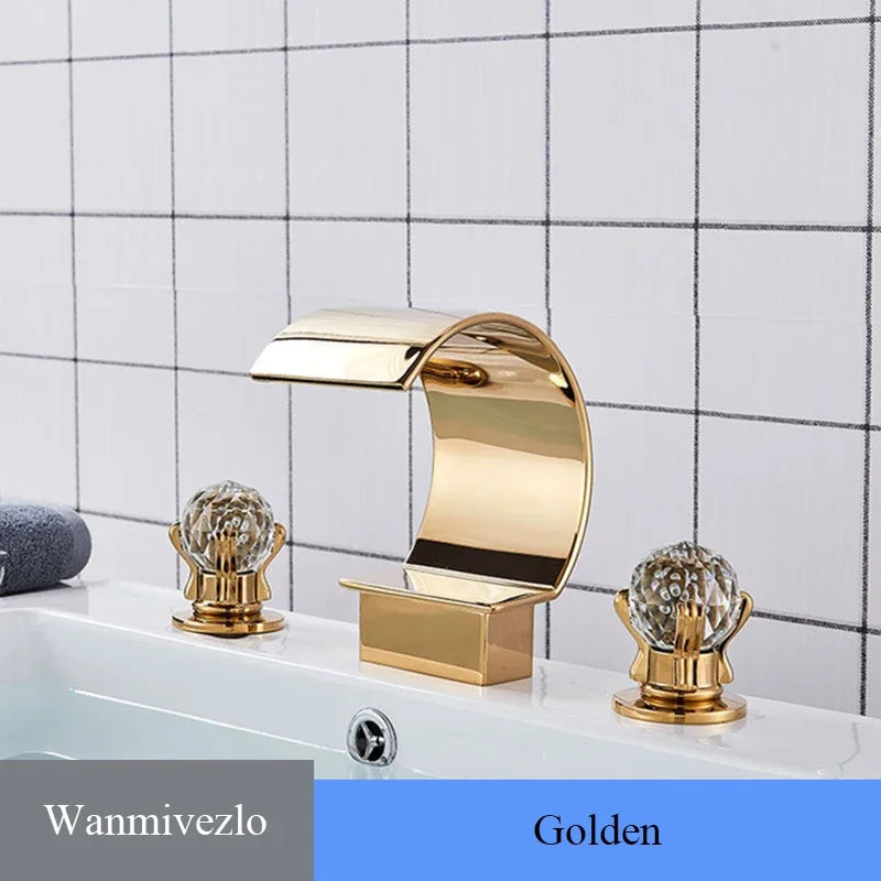 Wanmivezlo Waterfall Basin Faucet Deck Mounted Dual Handle Hot Cold