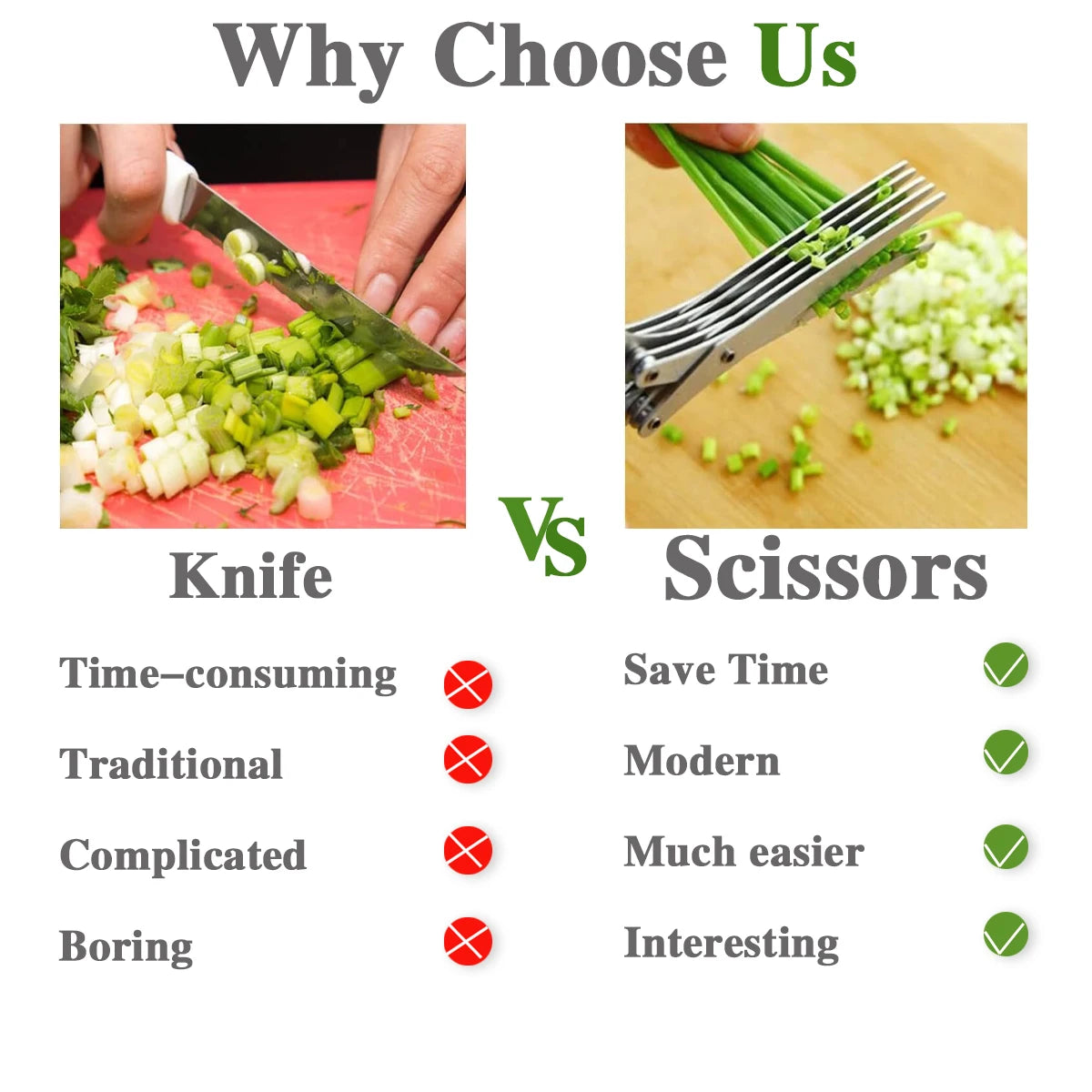 Stainless Steel Kitchen Scissors 5 Layered Onion And Herb Shredder