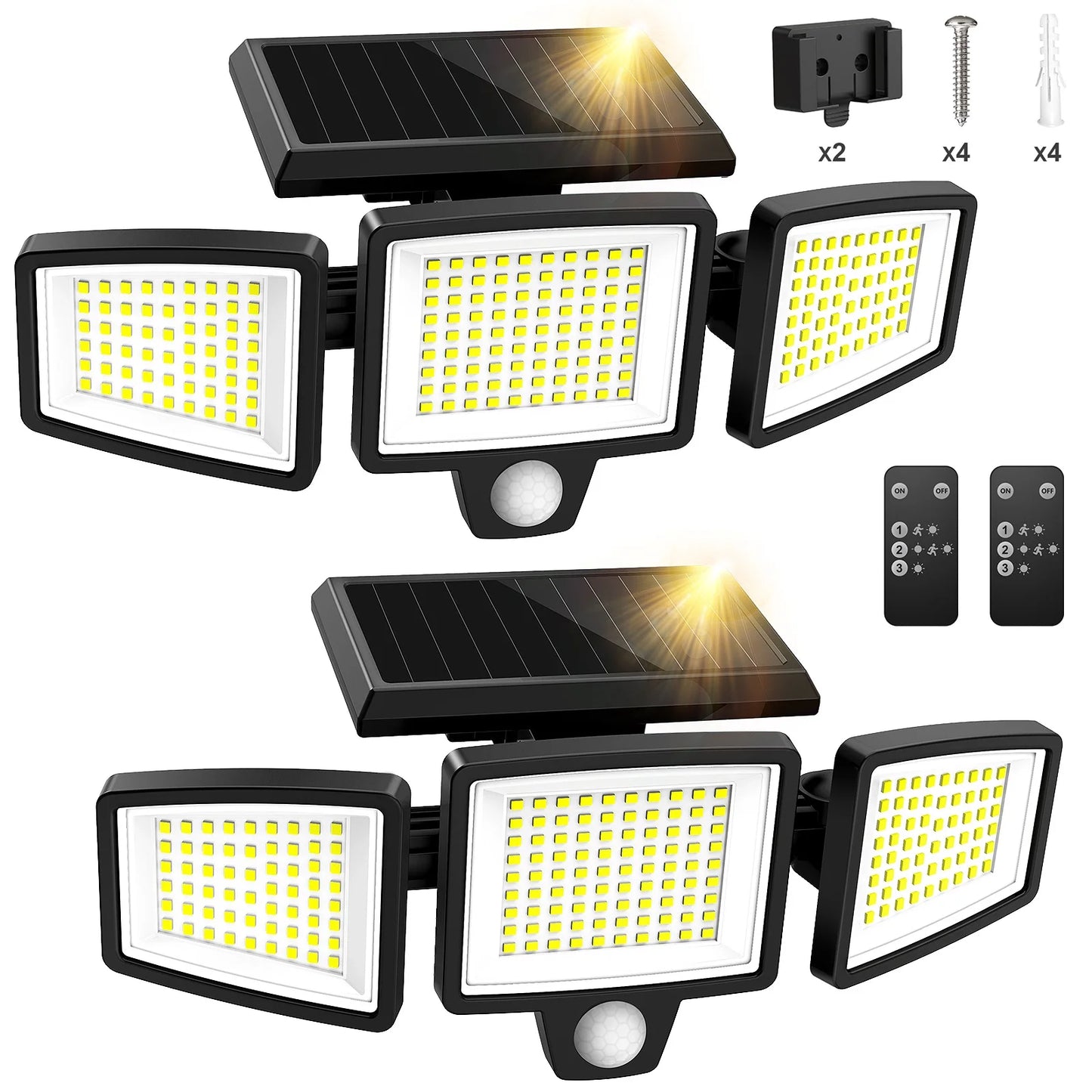 SZRSTH Three Head Solar Outdoor Light With Motion Sensor And Wireless Remote