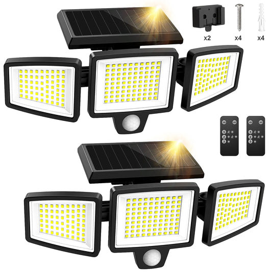 SZRSTH Three Head Solar Outdoor Light With Motion Sensor And Wireless Remote