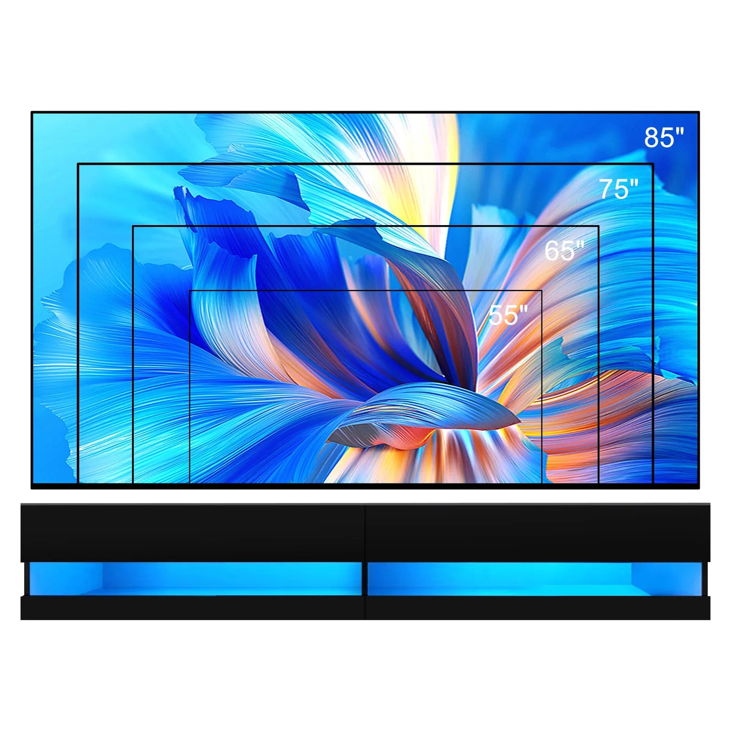 QiaoShiRen Floating TV Stand With Wall Mount And Power Outlets