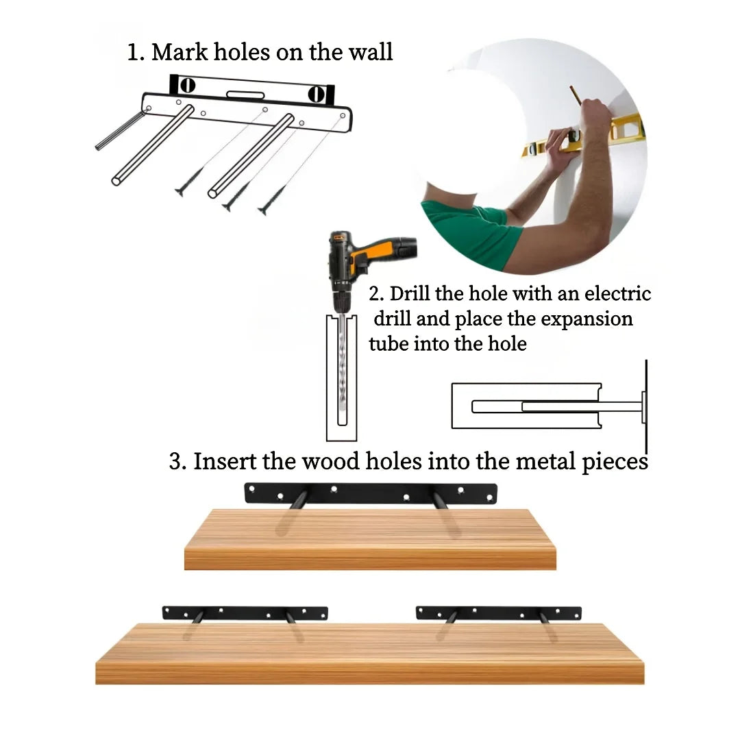 Wood Wall Mounted Shelf For Living Room Modern Classical Style