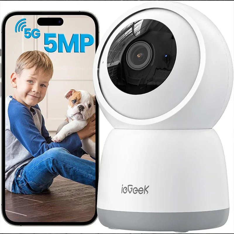 IEGEEK 5MP Indoor WiFi Security Camera With 360 Degree PTZ And Two Way Audio