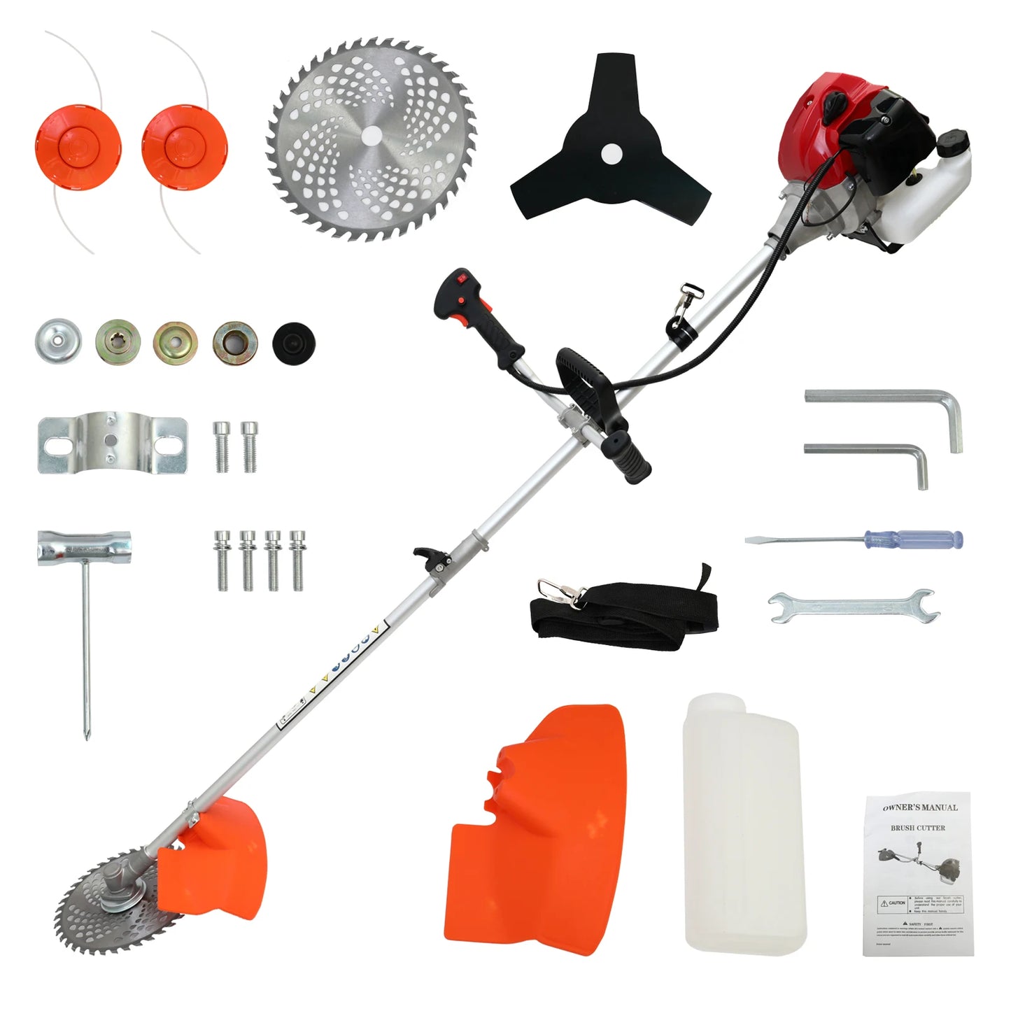 Gas Powered Weed Wacker With Straight Shaft 4 Detachable Heads