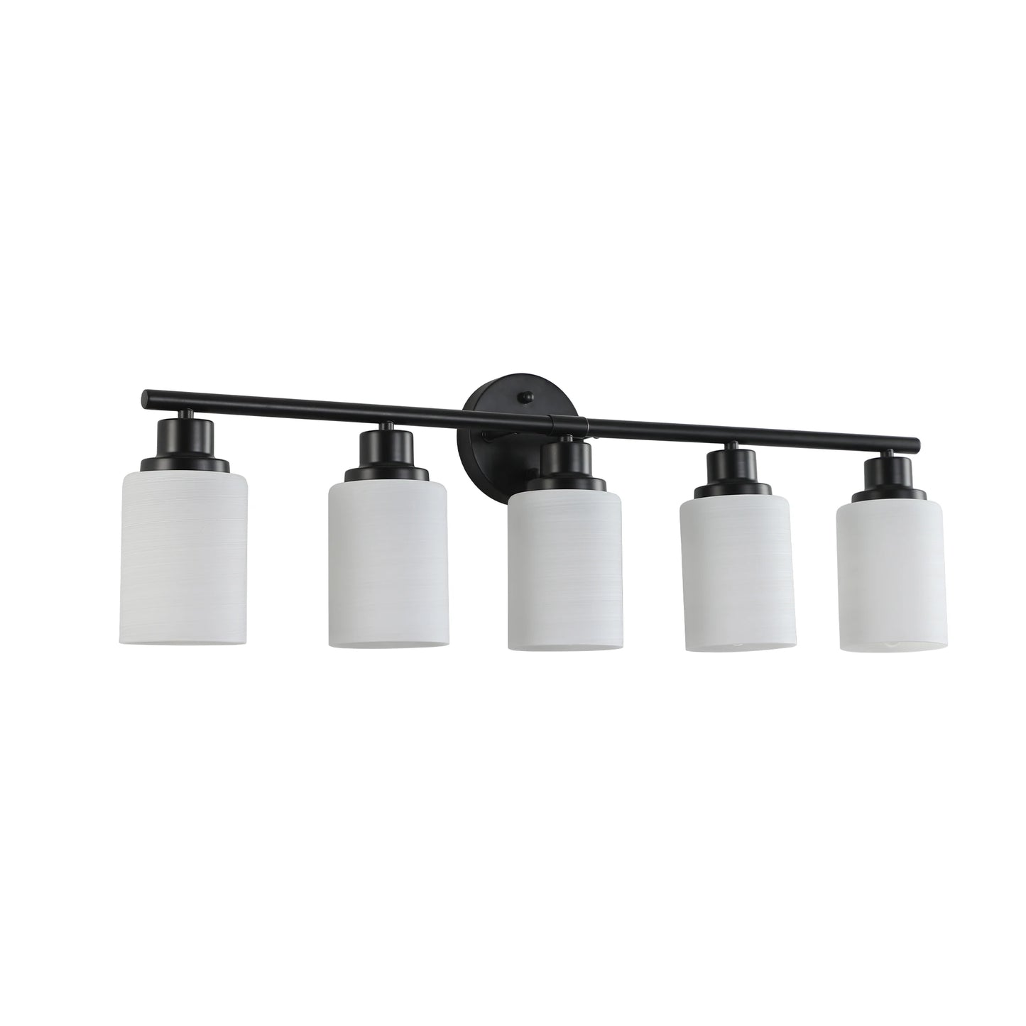 Modern 4/5/6 Lights Vanity Bathroom Mirror Light, Frosted White Glass Lampshades with Black Iron Frame, Contemporary Wall Sconce