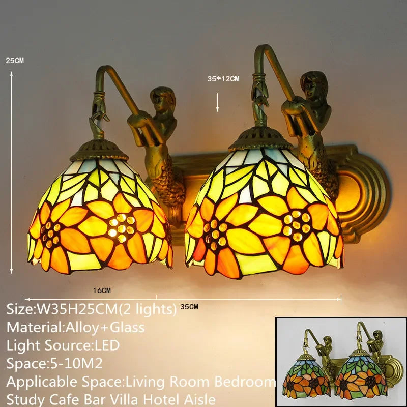 KARLOS Tiffany Luxury Wall Lamp American Creativity Living Room Bedroom Hotel Villa Cafe Bar Aisle Dresser Toilet Mirror Light