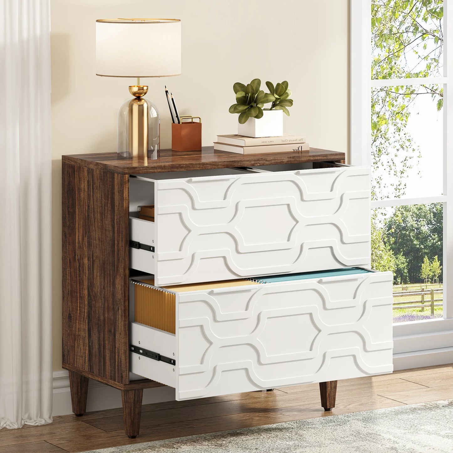 Tribesigns 2 Drawer File Cabinet Lateral Filing Cabinet Office Storage