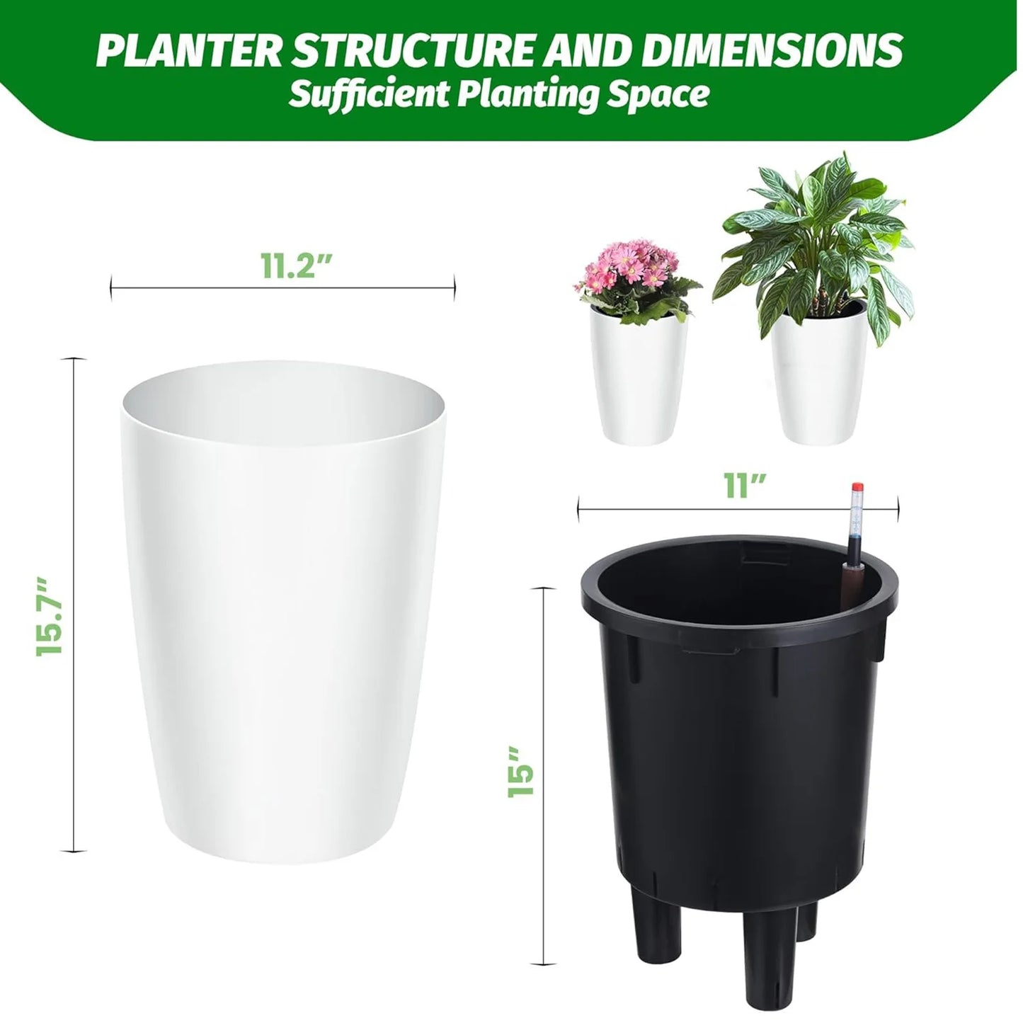 HiMISS Self Watering Planters With Drainage For Indoor Plants