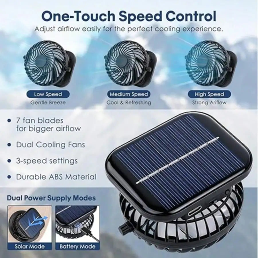 Wide Brim Solar Fan Hat With Built In Dual Fans For Outdoors