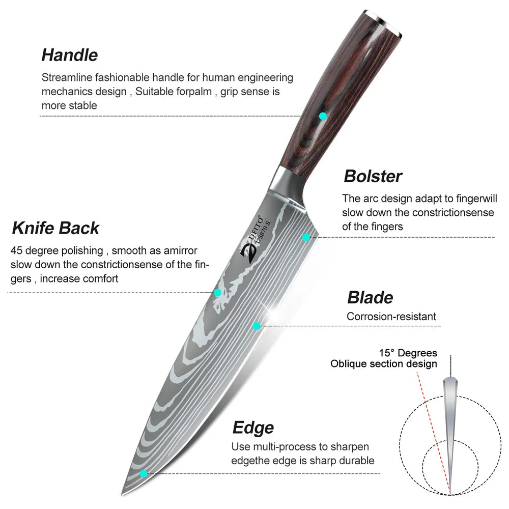 MDHAND Damascus Stainless Steel Kitchen Knife Set For Everyday Use