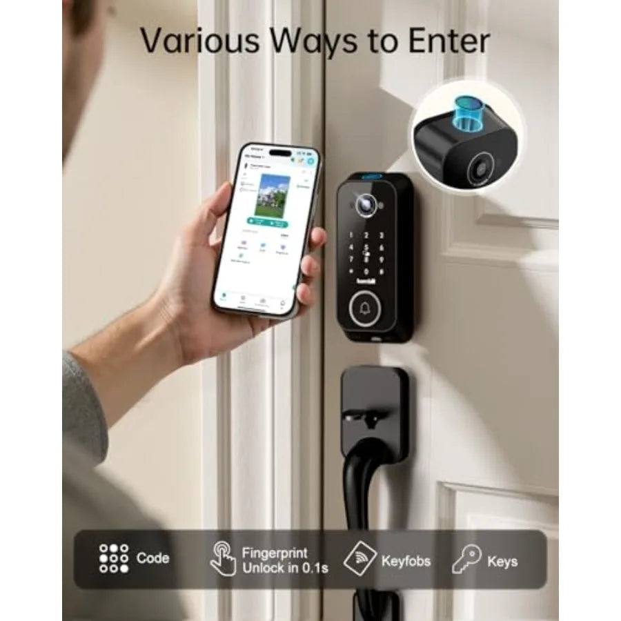 Video Smart Lock With 2K Camera And Fingerprint App Remote