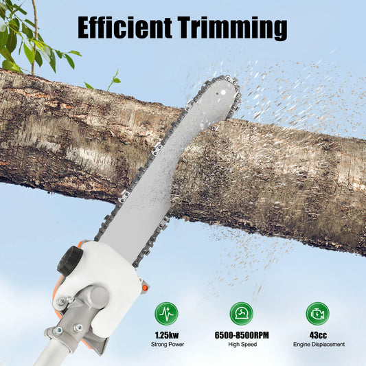Professional Branch Pruner Chainsaw 1.25kW With Manganese Chain Telescopic Reach