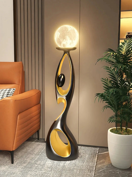 JIAYOOR LED Floor Lamp Night Glow Resin Sculpture For Living Room
