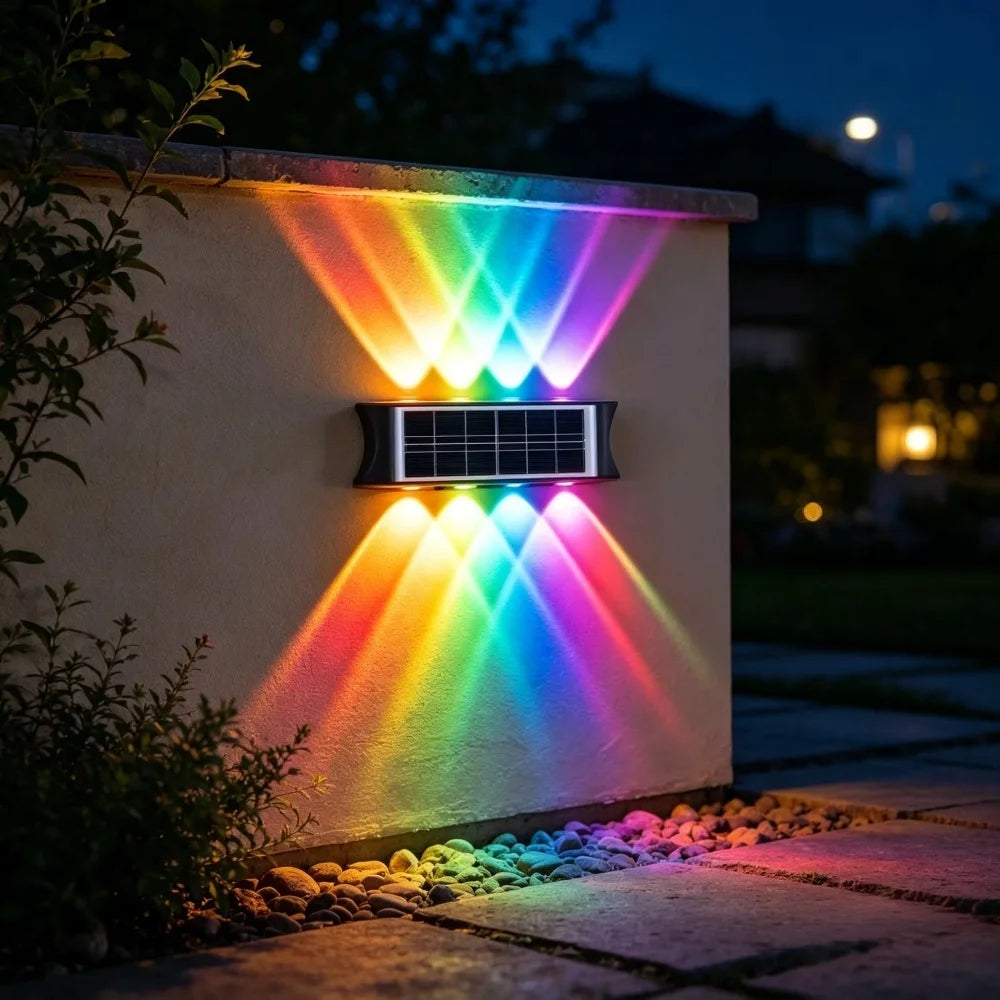 Solar Wall Lamp 12 LED Outdoor Up and Down Lights Exterior Wall Waterproof