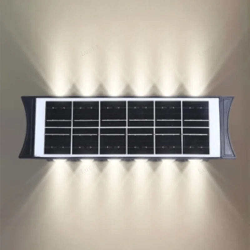 Solar Wall Lamp 12 LED Outdoor Up and Down Lights Exterior Wall Waterproof