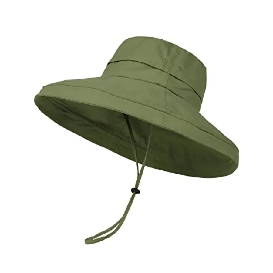 Sun Hat Women Wide Brim Gardening Ponytail Breathable Cotton