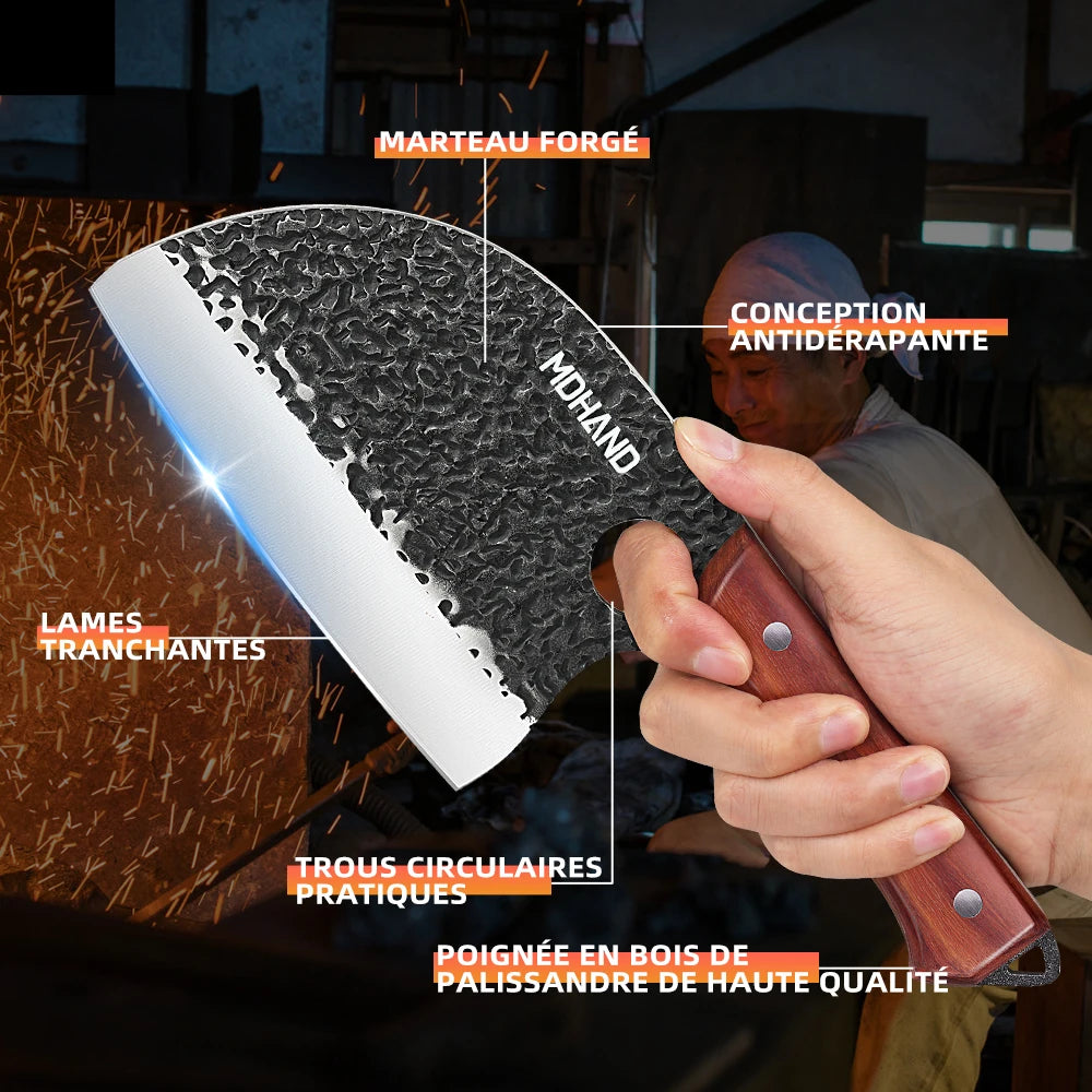 ZENG Kitchen Knives Set With Cleaver Boning Fillet Hand Forged Blade Sharpener