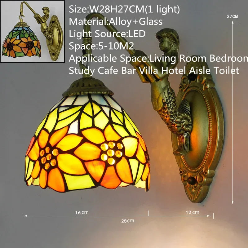 KARLOS Tiffany Luxury Wall Lamp American Creativity Living Room Bedroom Hotel Villa Cafe Bar Aisle Dresser Toilet Mirror Light