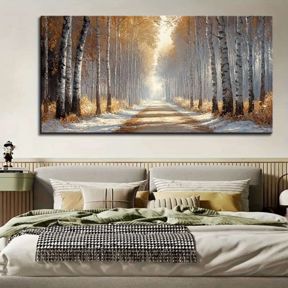 Panoramic Forest Wall Art in Pine Frame