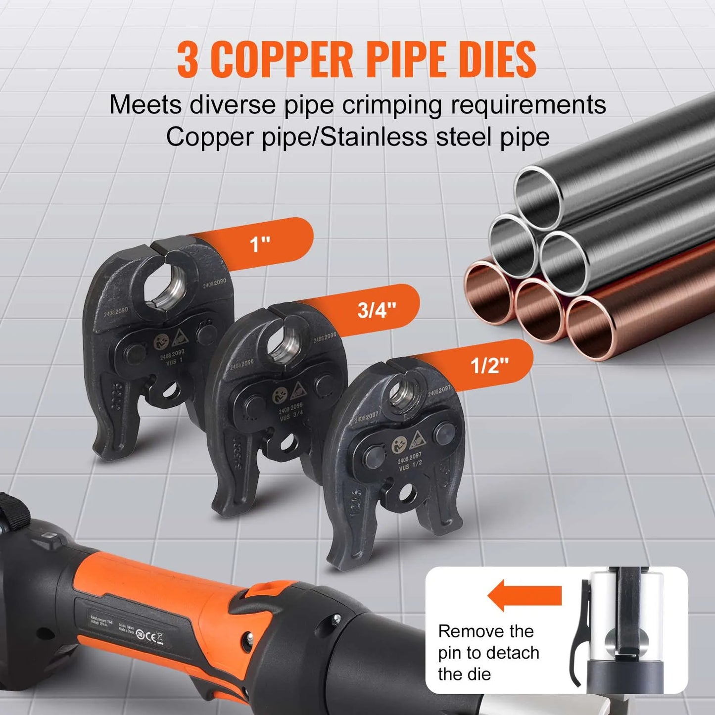 SucceBuy 18V Electric Pipe Crimping Tool For Copper Pipes Propress Compatible