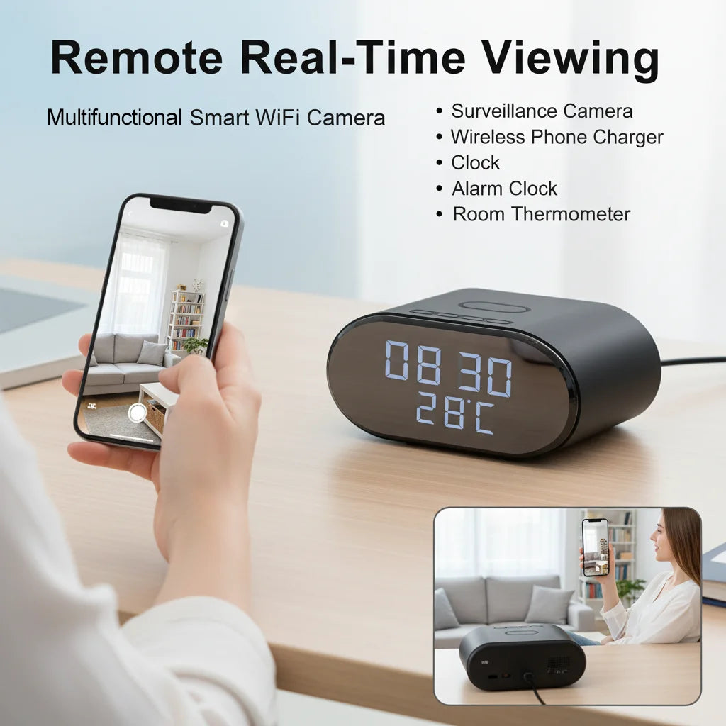 4K Ultra HD Clock Camera WiFi Security System With Alarm
