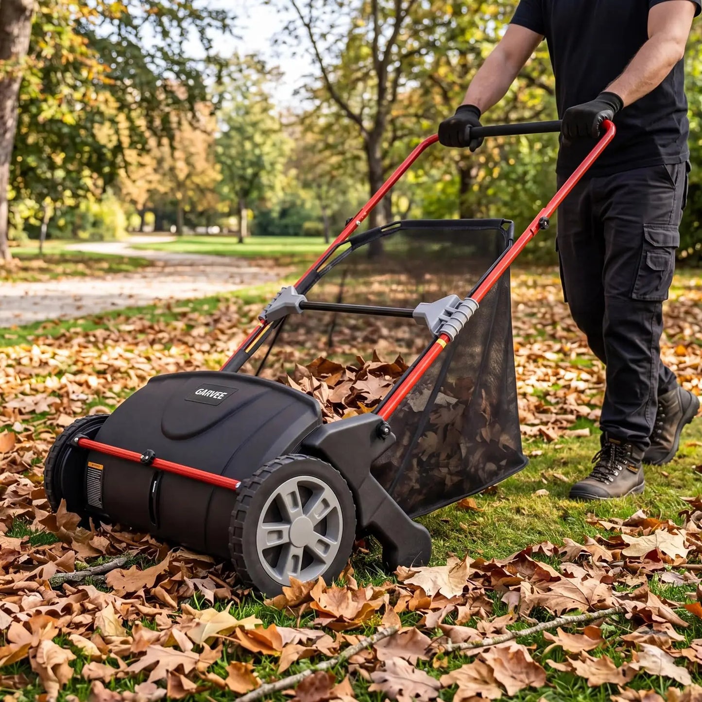 Studyset Manual Push Lawn Sweeper With Adjustable Height And Collector