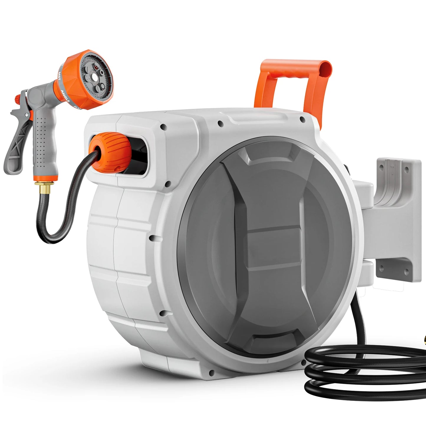 SucceBuy Retractable Garden Hose Reel With 9 Pattern Nozzle And 180 Swivel