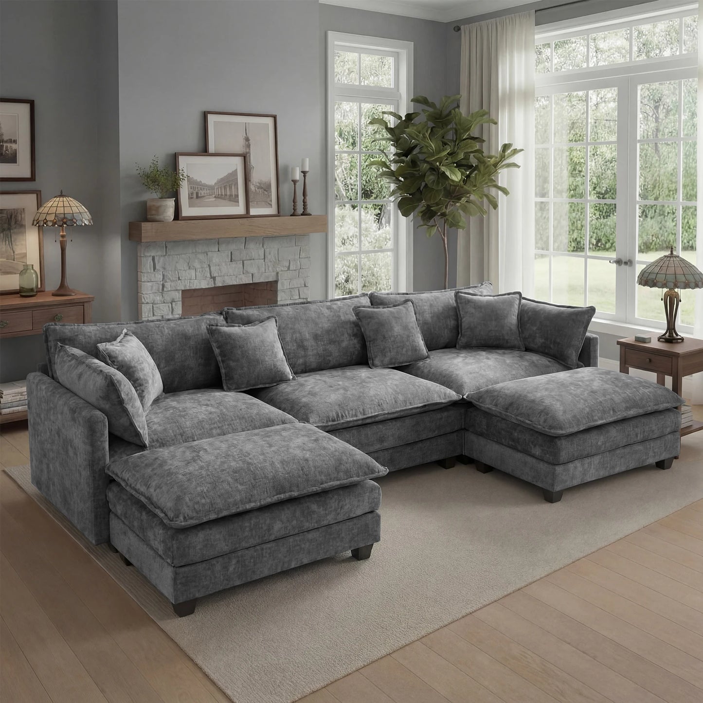 Redlife Modular Sectional Sofa with Ottoman for Living Room