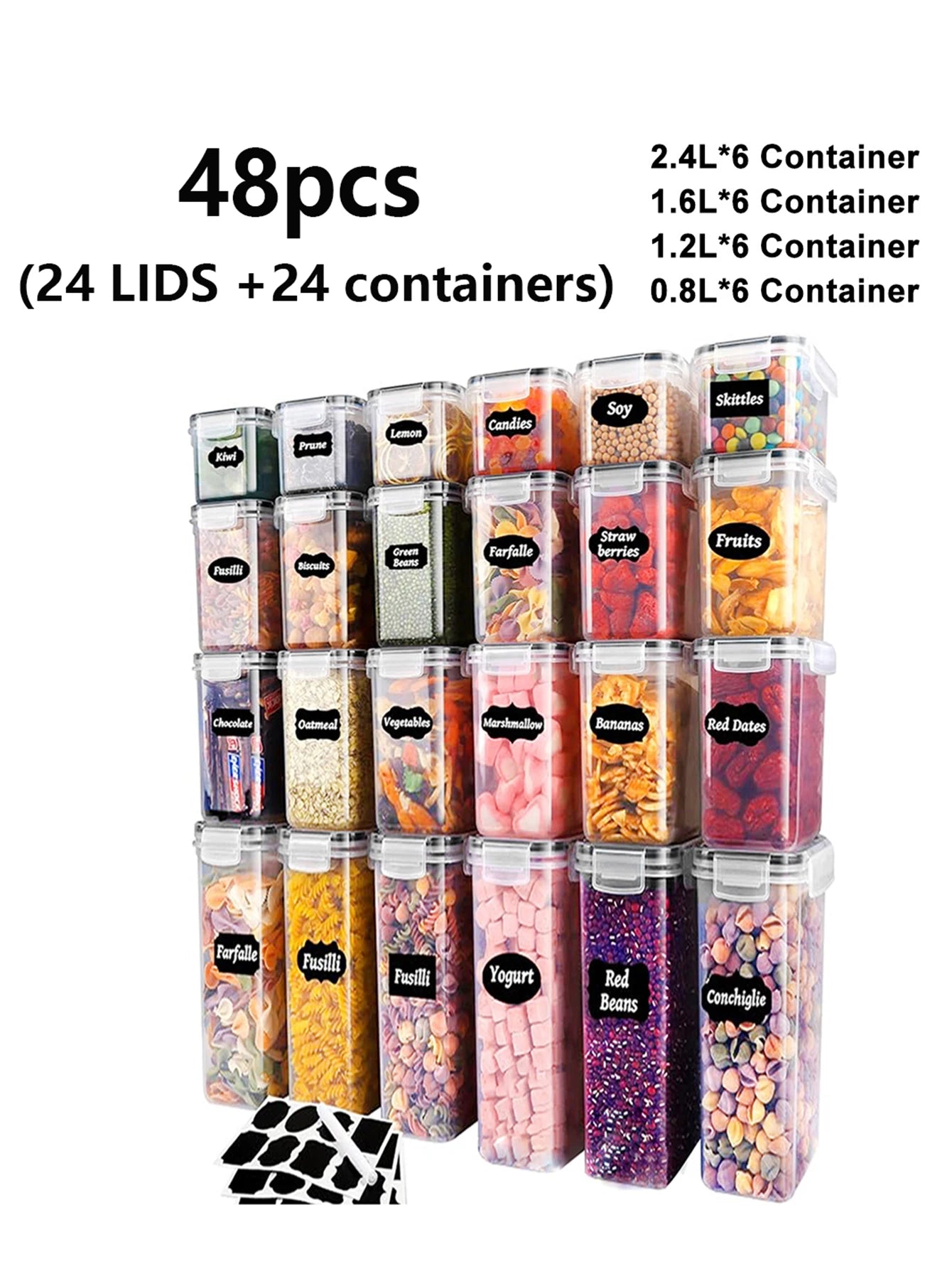 48 Piece Sealed Food Storage Containers With Lids For Pantry