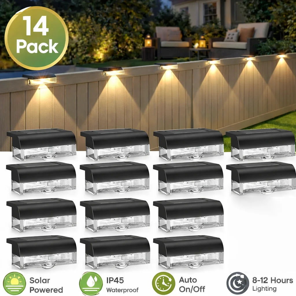 Greluna Outdoor Solar Fence Lights Pack For Deck Patio Garden Led Waterproof
