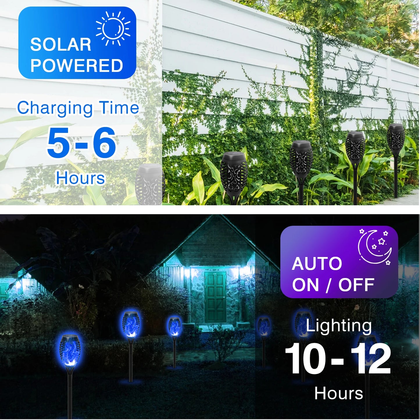 Solar Torch Lights Flickering Flame Garden Decor 8 Pack