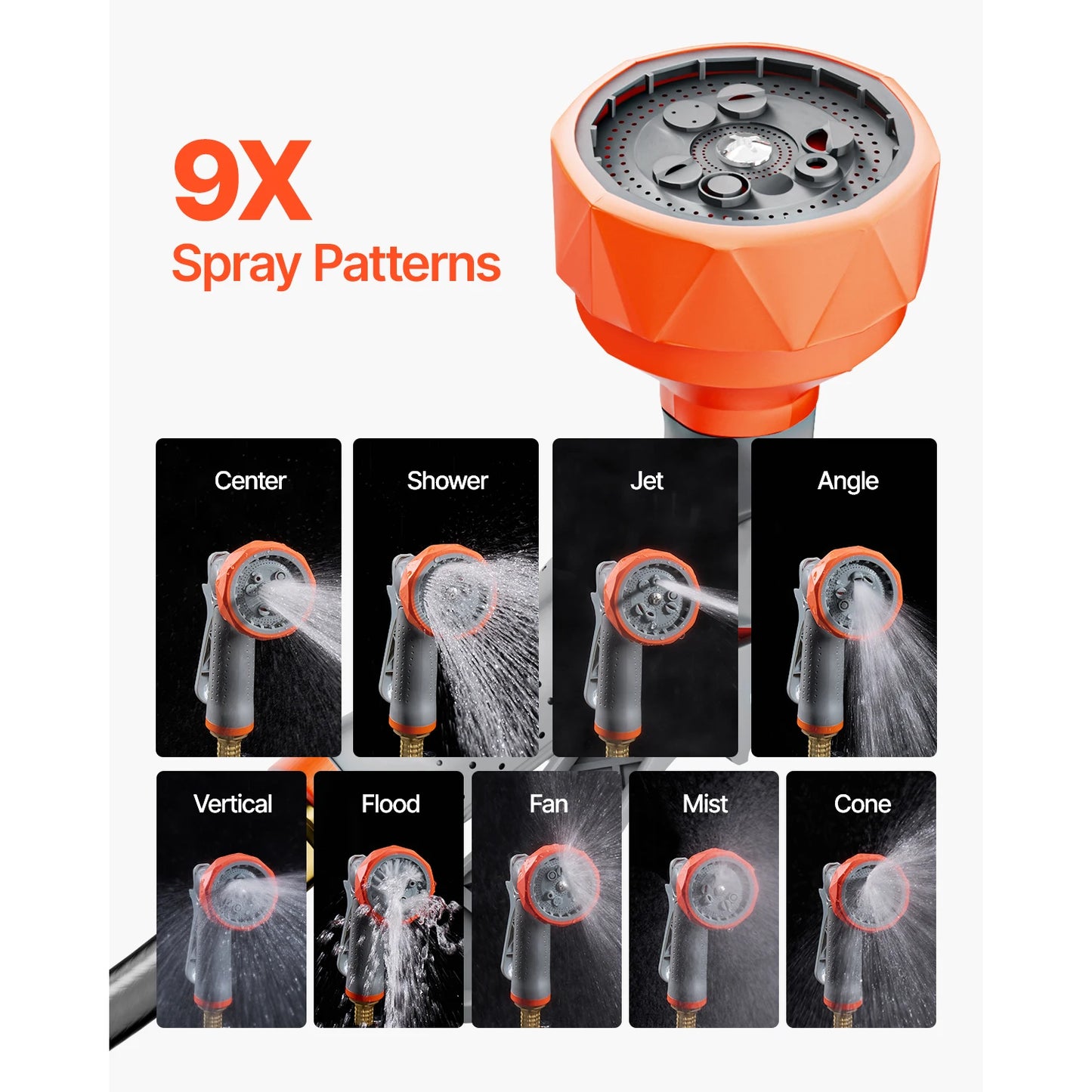 SucceBuy Retractable Garden Hose Reel With 9 Pattern Nozzle And 180 Swivel